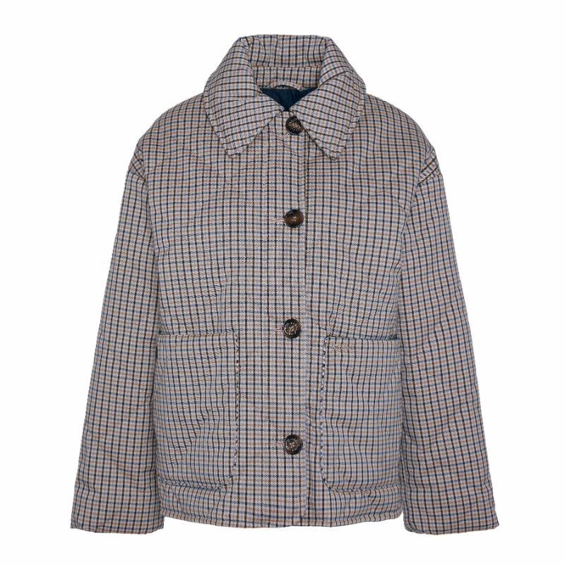 Todays Trending Deals Barbour Cassidie Ladies Quilt Jacket - Sky Micro Check