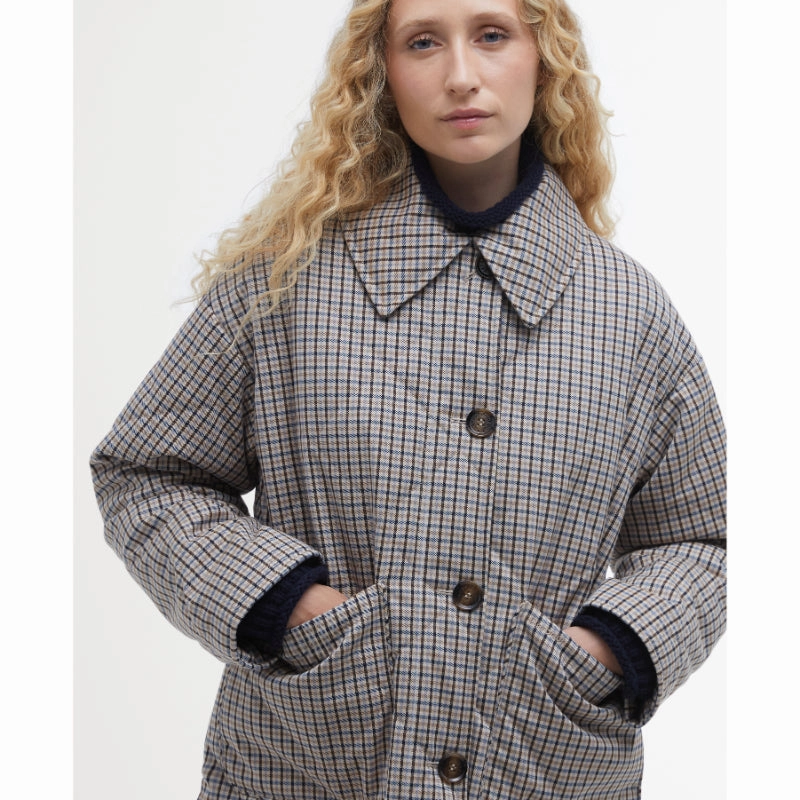 Todays Mega Savings Barbour Cassidie Ladies Quilt Jacket - Sky Micro Check