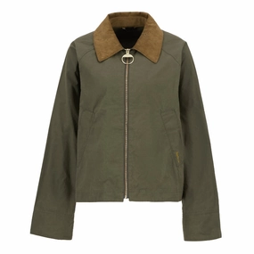 Barbour Catlin Ladies Showerproof Jacket - Dusky Green/Ancient Tartan Sweet Deal Today