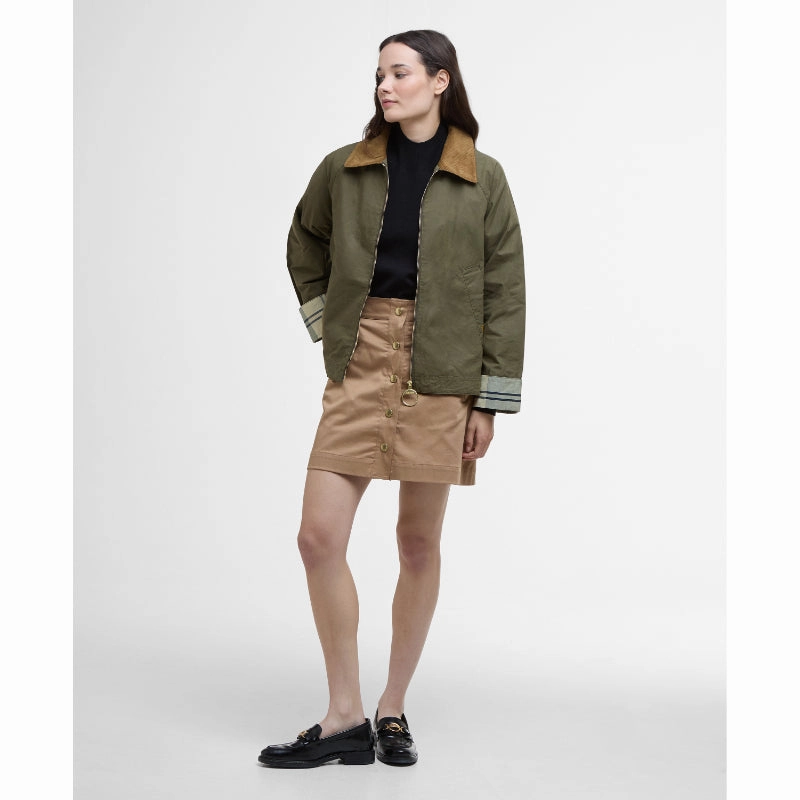 Weekend Flash Offer Grab the Deal Now Barbour Catlin Ladies Showerproof Jacket - Dusky Green/Ancient Tartan