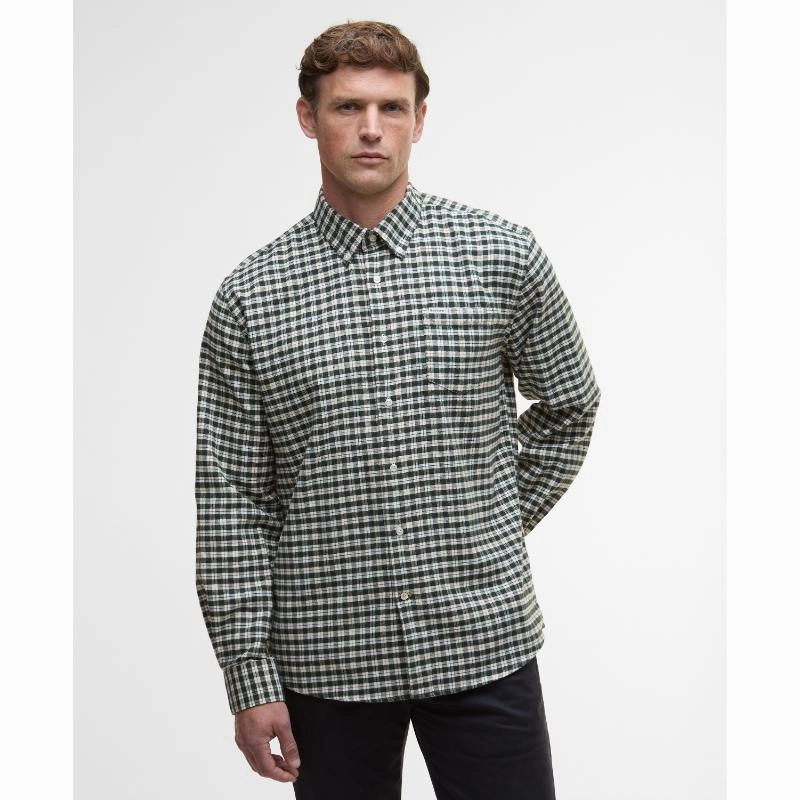 Barbour Colderham Regular Mens Checked Shirt - Forest Big Price Drop Flash Sale Alert