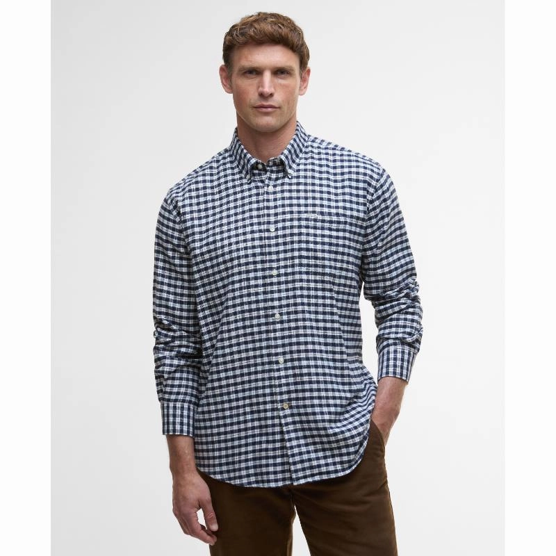 Barbour Colderham Regular Mens Checked Shirt - Navy Last Chance Offer Daily Deal Frenzy