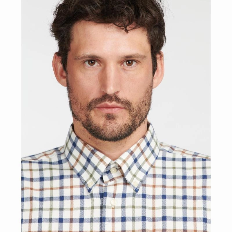 Barbour Coll Thermo Weave Mens Regular Fit Shirt - Ecru MustHave Deal Biggest Savings Now