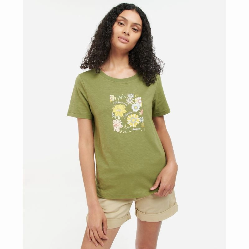 Barbour Coraline Ladies T-Shirt - Olive Tree Clearance Savings Now New Arrival Discount
