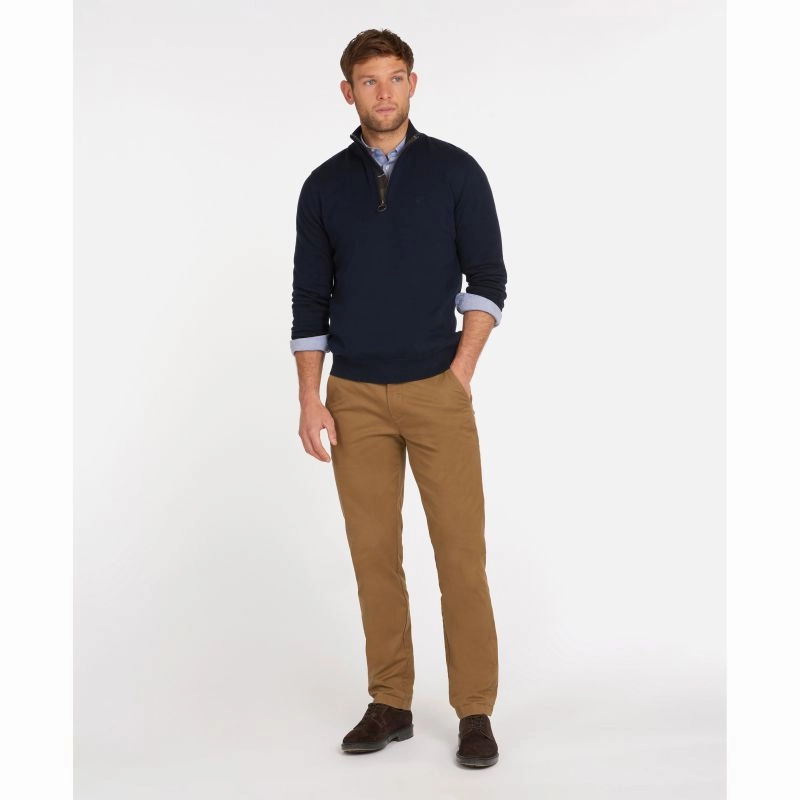 Shop Today Save Barbour Cotton Half Zip Mens Jumper - Navy