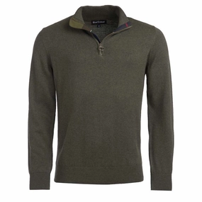 Limited Offer Alert Barbour Cotton Half Zip Mens Jumper - Olive Marl