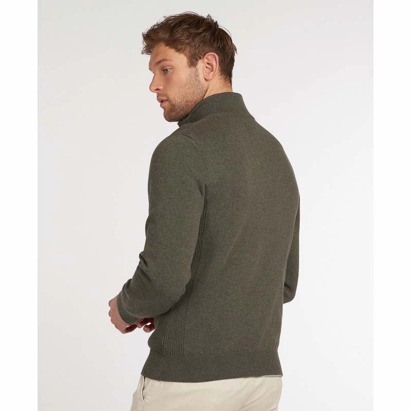 Barbour Cotton Half Zip Mens Jumper - Olive Marl Trendy Picks Today Exclusive Deal Inside