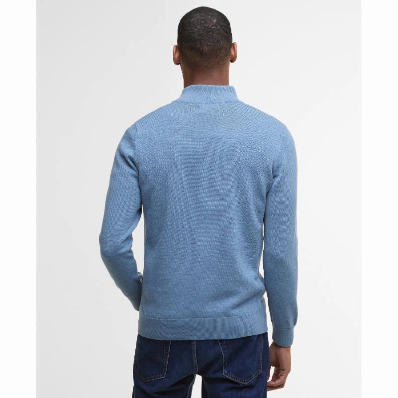 Barbour Cotton Knitted Mens 1/4 Zip Jumper - Bluestone Grab Todays Deal
