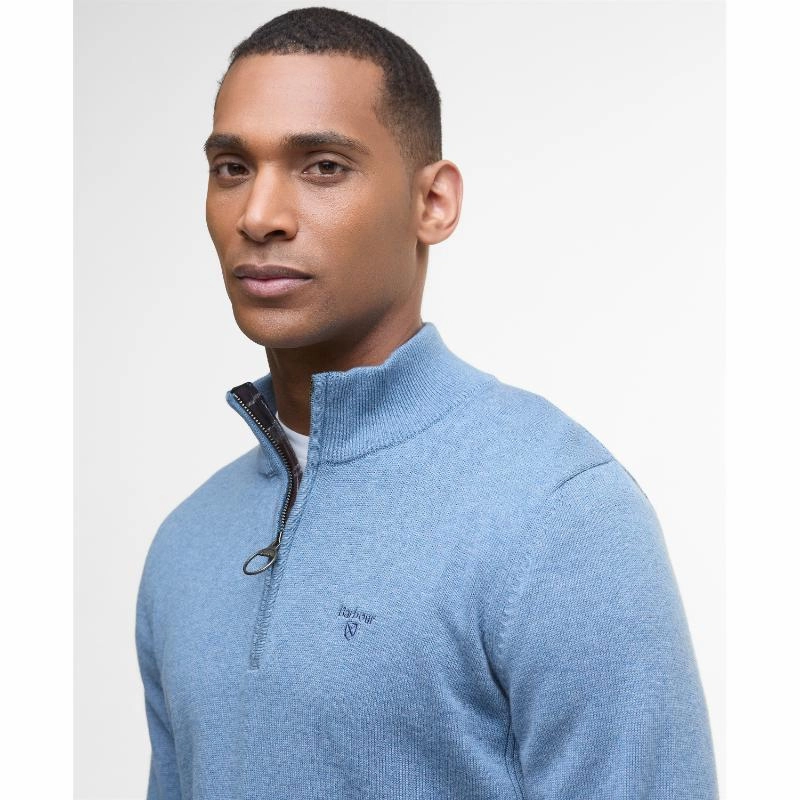 Barbour Cotton Knitted Mens 1/4 Zip Jumper - Bluestone Shop Todays Picks Weekend Flash Offer