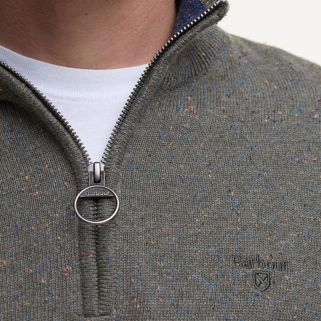 Barbour Cotton Tainsbury Half Zip Sweater Olive Weekend Flash Offer Shop Now Save