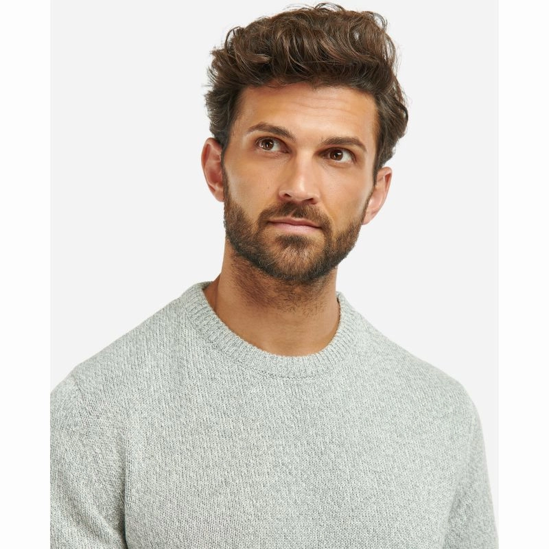 Exclusive Savings Event Hot Savings Alert Barbour Cotton Twist Nelson Mens Crew Neck Jumper - Oyster