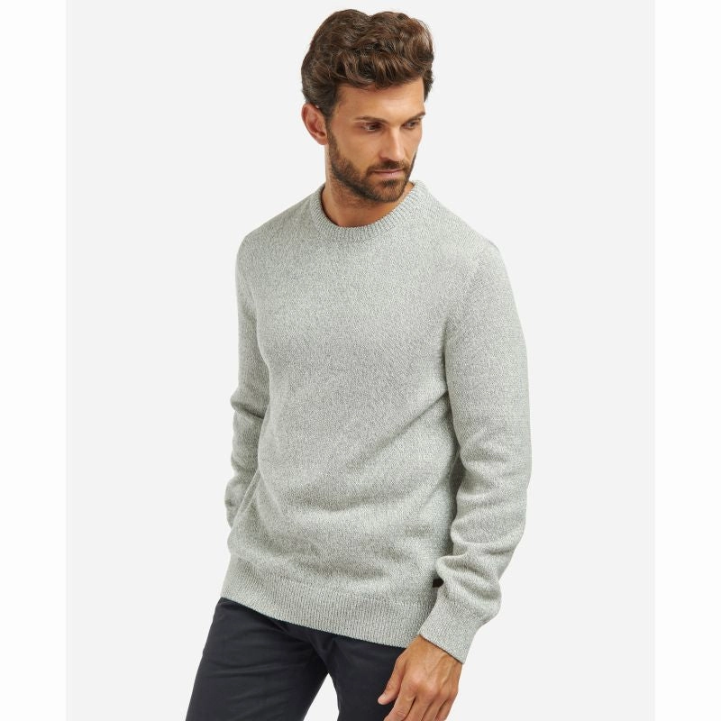 Barbour Cotton Twist Nelson Mens Crew Neck Jumper - Oyster Todays Hot Pick Hot Discount Deal