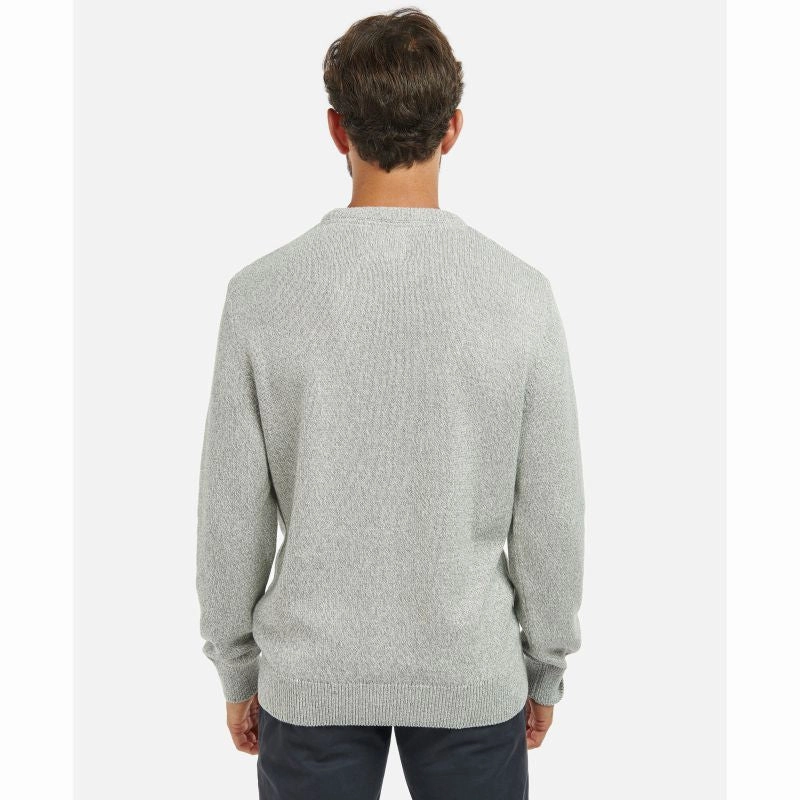Barbour Cotton Twist Nelson Mens Crew Neck Jumper - Oyster Special Deal Frenzy