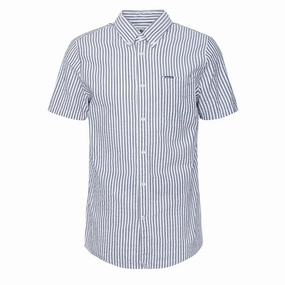 Hot Discount Deal Barbour Cresswell Seersucker Summer Fit Shirt Navy