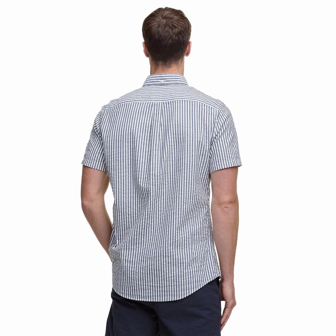 Surprise Discount Today Hot Deal Alert Barbour Cresswell Seersucker Summer Fit Shirt Navy