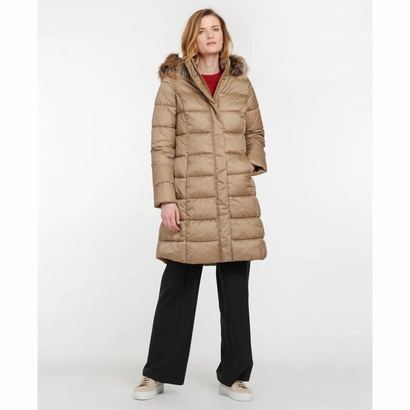 Today Only Discount Barbour Crinan Ladies Quilted Coat - Light Trench/Hawthorn Tartan