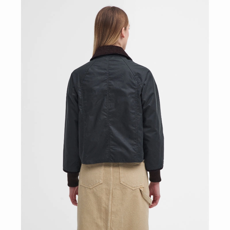 Barbour Cropped Beadnell Ladies Wax Jacket - Sage/Ancient Flash Deal Alert Mega Hot Offer