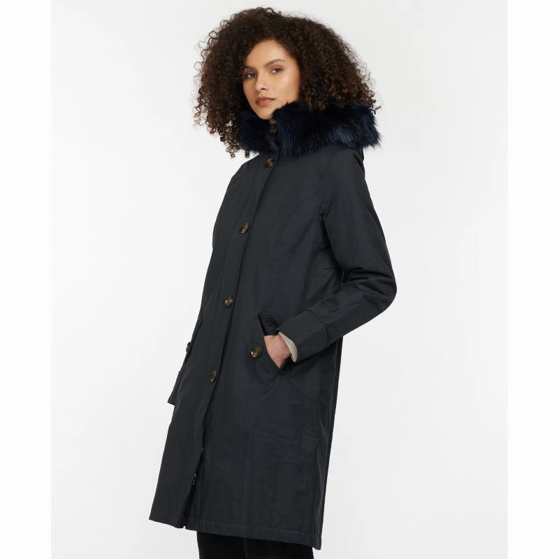 Shop Today Save Limited Time Steal Barbour Culloden Ladies Waterproof Jacket - Dark Navy/Hawthorn Tartan