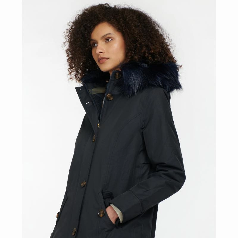 Barbour Culloden Ladies Waterproof Jacket - Dark Navy/Hawthorn Tartan Online Exclusive Deal Flash Pick Today