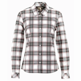Barbour Daphne Ladies Shirt - Cloud/Olive Check Big Hot Sale Shop the Savings