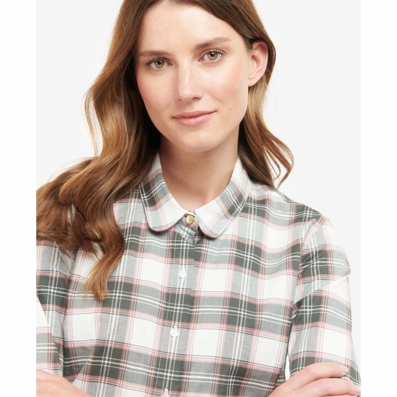 Barbour Daphne Ladies Shirt - Cloud/Olive Check Mega Hot Offer