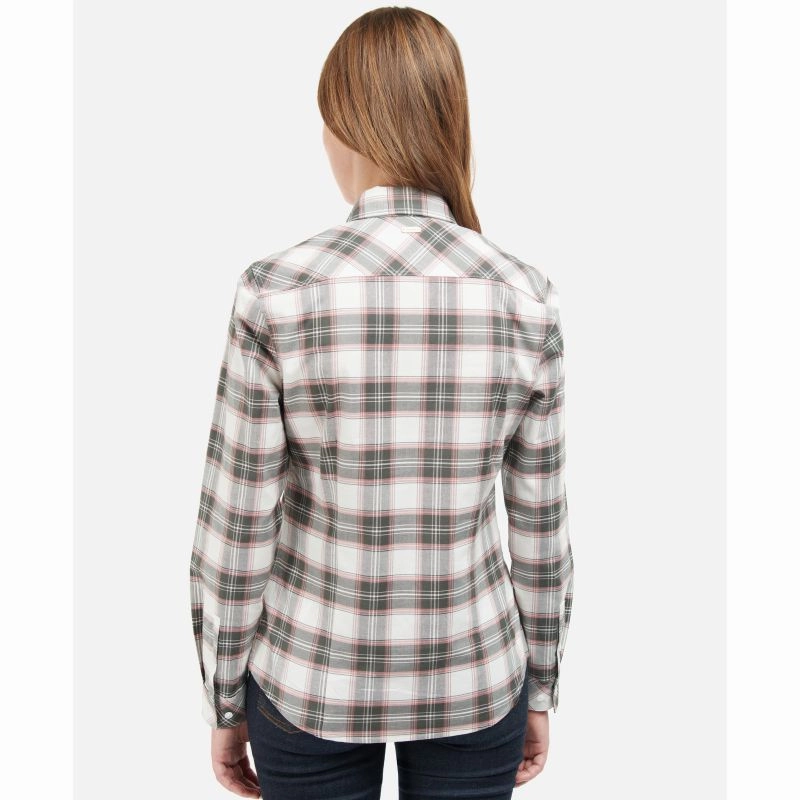 Barbour Daphne Ladies Shirt - Cloud/Olive Check Hot Deal Alert