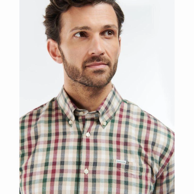 Hot Sale Alert Barbour Darley Mens Corduroy Regular Fit Tattersall Shirt - Sandstone