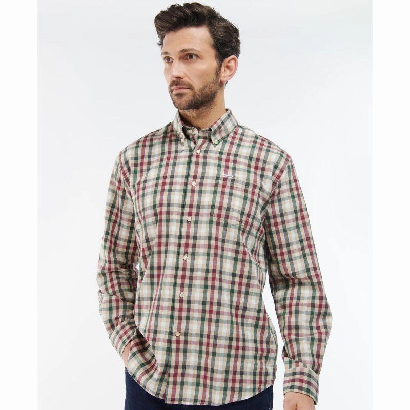 Todays Steal Barbour Darley Mens Corduroy Regular Fit Tattersall Shirt - Sandstone