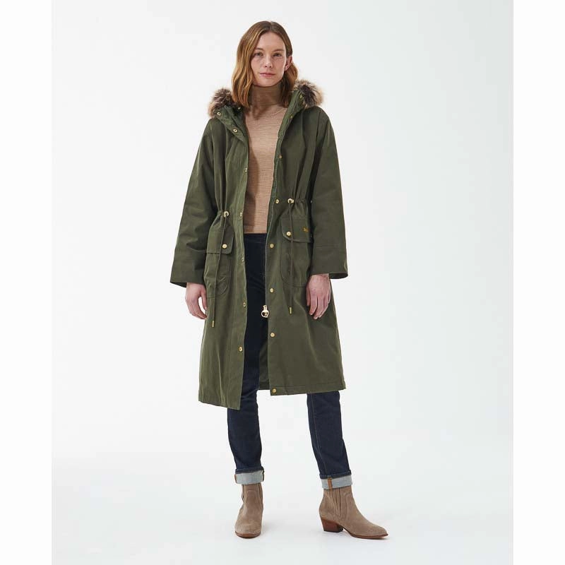 Barbour Deer Waterproof Ladies Jacket - Olive/Classic Online Exclusive Savings Trending Deals Today