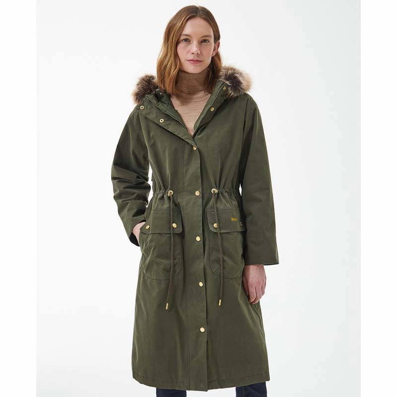 Barbour Deer Waterproof Ladies Jacket - Olive/Classic Dont Miss Hot Deals