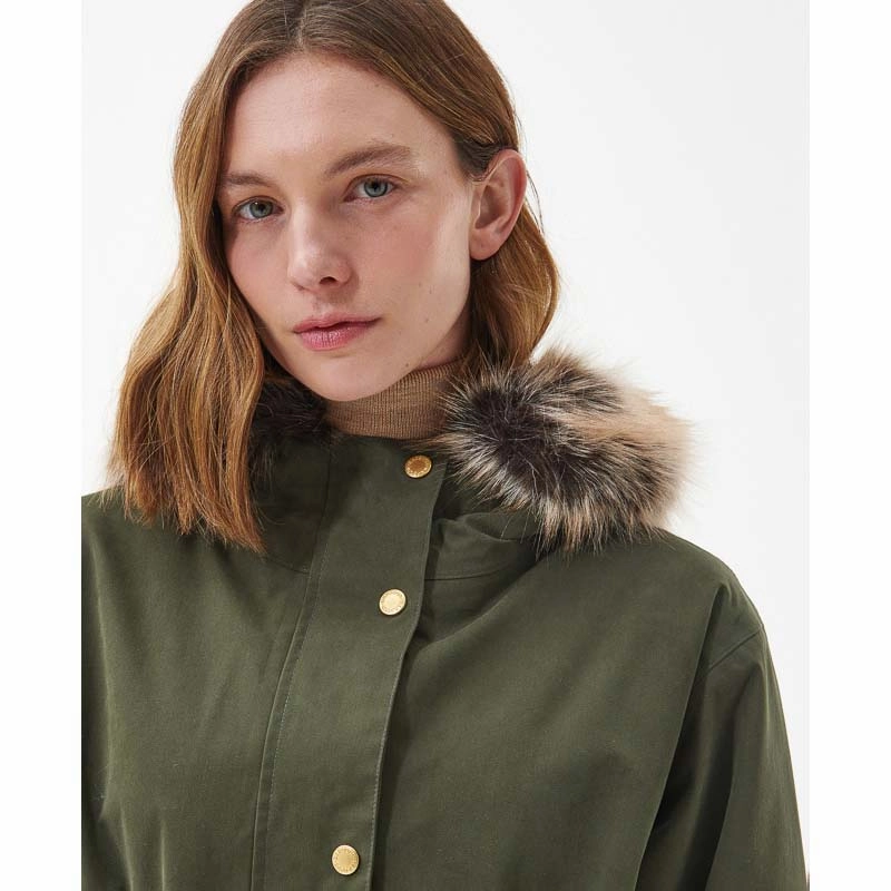 Grab It Fast Barbour Deer Waterproof Ladies Jacket - Olive/Classic