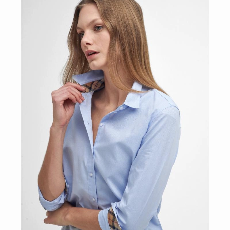 EndofWeek Deals Shop Save Today Barbour Derwent Ladies Shirt - Pale Blue/Hessian Tartan