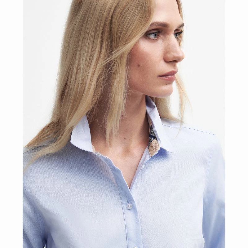 Mega Hot Offer Grab It Fast Barbour Derwent Ladies Shirt - Pale Blue/Primrose Hessian