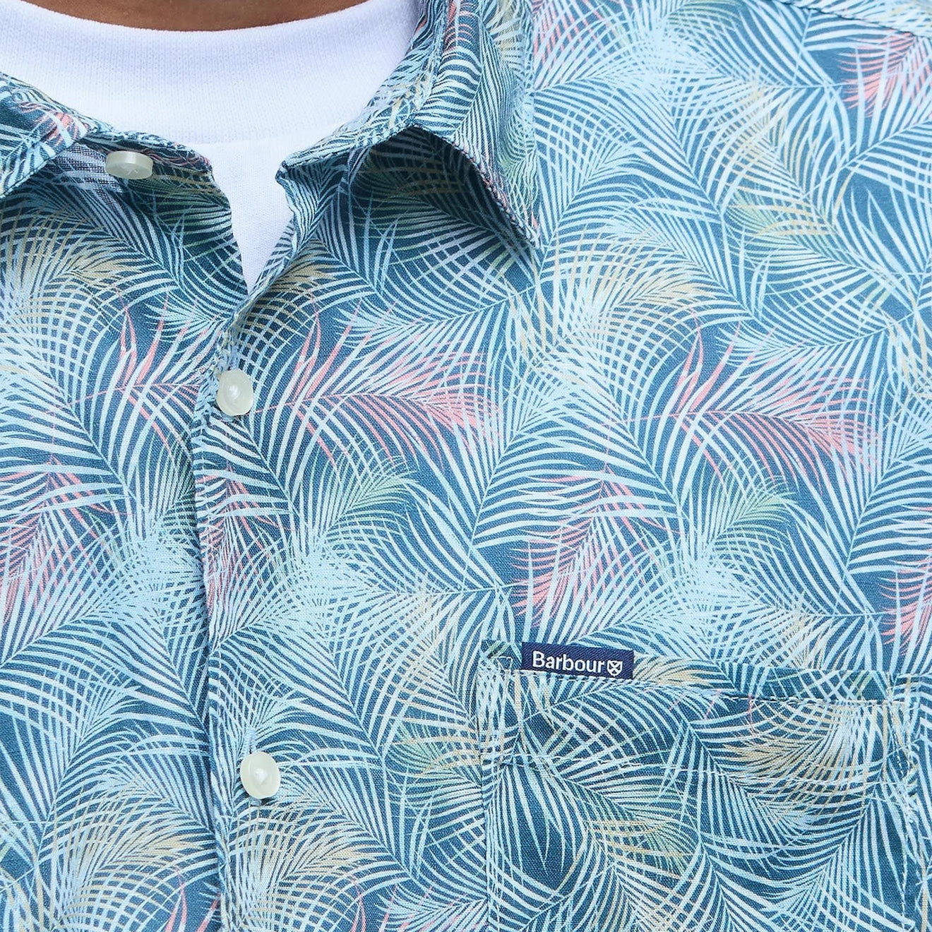 Hot Pick Online Barbour Devon Printed Summer Fit Shirt Dusk Blue