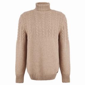 Instant Discount Barbour Duffle Cable Rollneck Mens Jumper - Stone