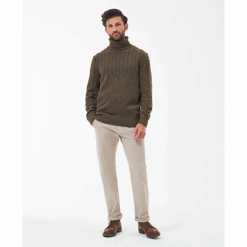 Trending Now Offer MustHave Items Barbour Duffle Cable Rollneck Mens Jumper - Willow Green