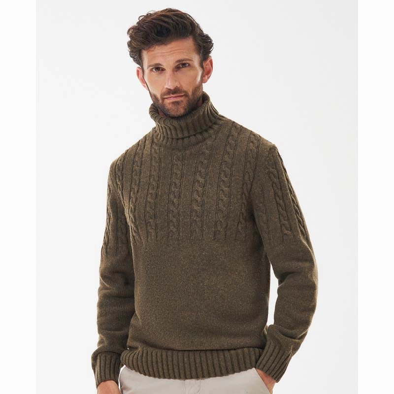 Barbour Duffle Cable Rollneck Mens Jumper - Willow Green Online Exclusive Savings MustHave Deals
