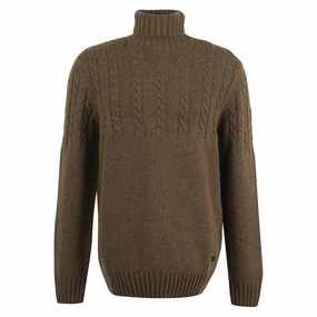 Special Occasion Discount Barbour Duffle Cable Rollneck Mens Jumper - Willow Green