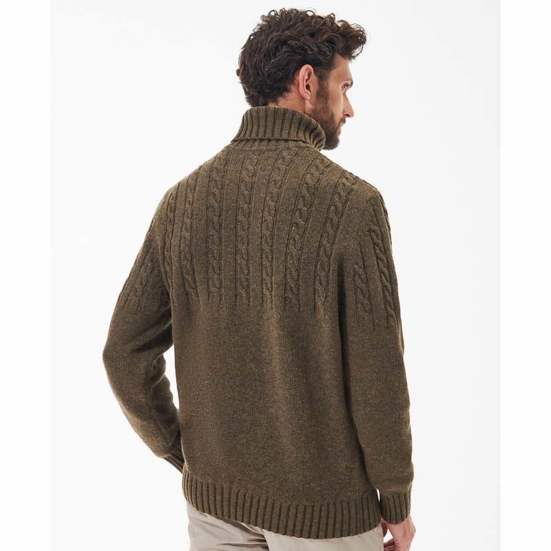 Hot Sale Frenzy Hot Item Clearance Barbour Duffle Cable Rollneck Mens Jumper - Willow Green