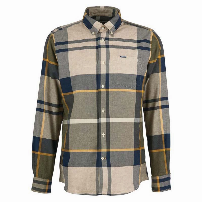 Weekend Flash Offer Save Today Event Barbour Dunoon Mens Tailored Shirt - Forest Mist