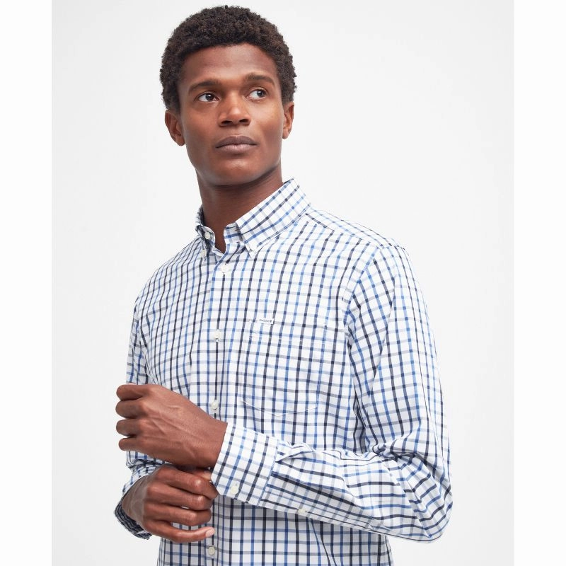 Barbour Eldon Tailored Fit Mens Shirt - Indigo Surprise Discount Today
