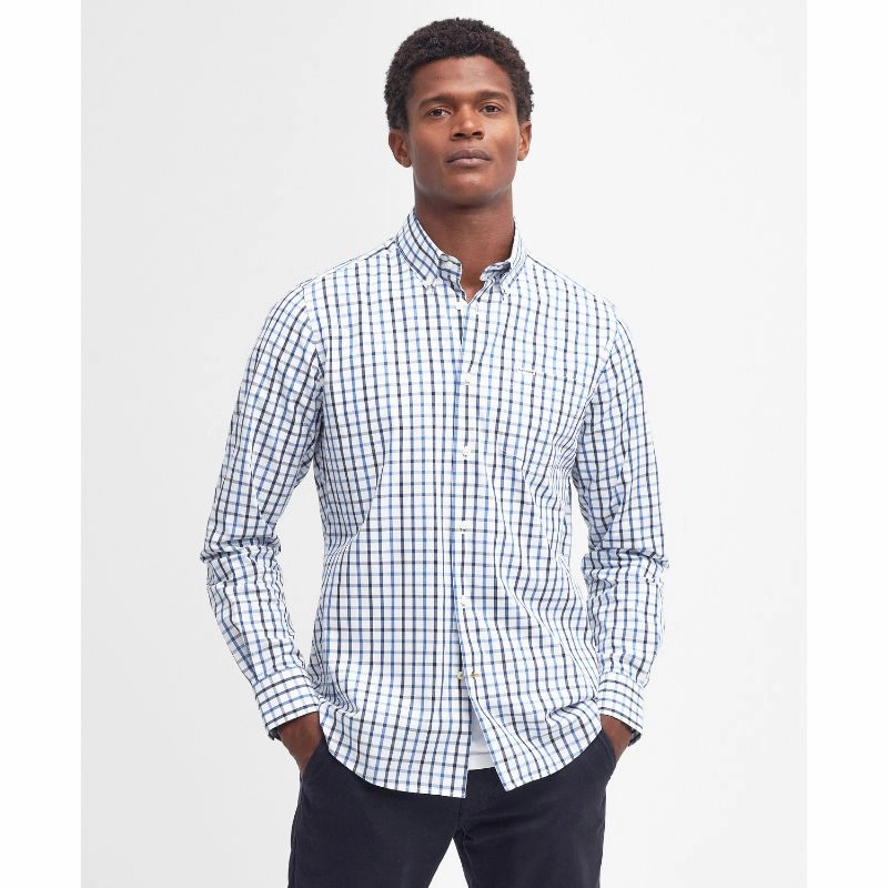 Barbour Eldon Tailored Fit Mens Shirt - Indigo Today Only Offer Sale Ending Soon
