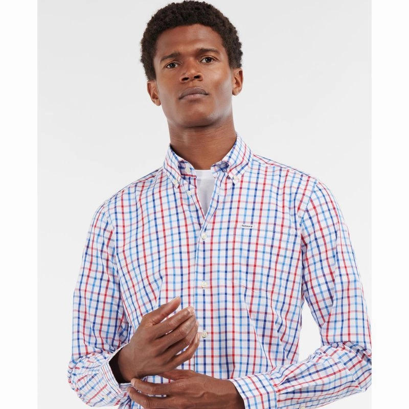 Barbour Eldon Tailored Fit Mens Shirt - Red Exclusive Deal Inside