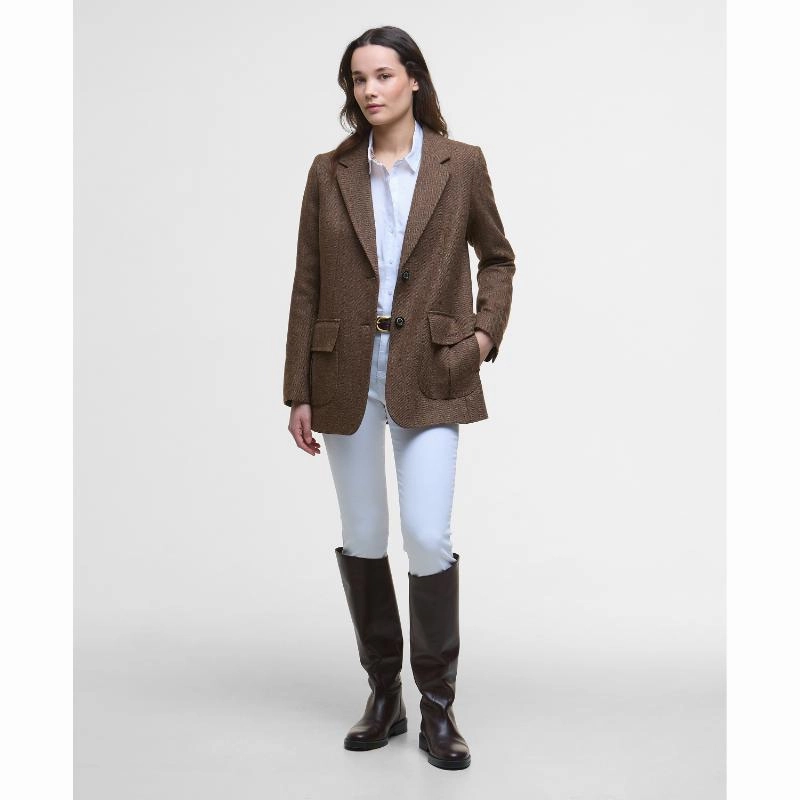 Today Only Savings Shop Save Today Barbour Elm Ladies Tailored Jacket - Military Brown