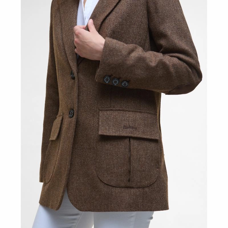 Barbour Elm Ladies Tailored Jacket - Military Brown Weekend Flash Offer Exclusive Online Discount