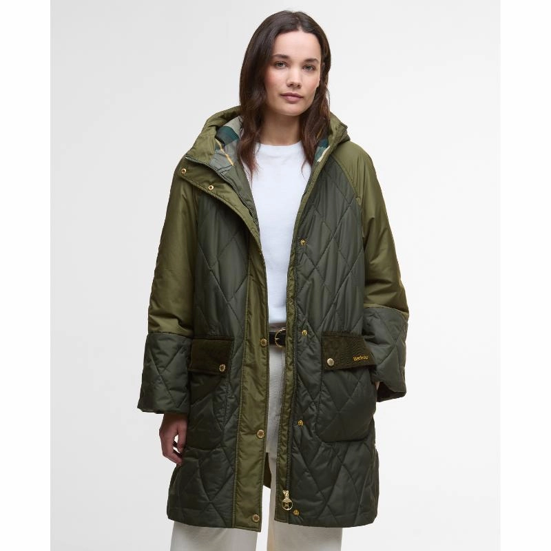 Save Today Only Dont Miss This Steal Barbour Elspeth Ladies Quilted Jacket - Olive/Dark Moss/Ancient Tartan