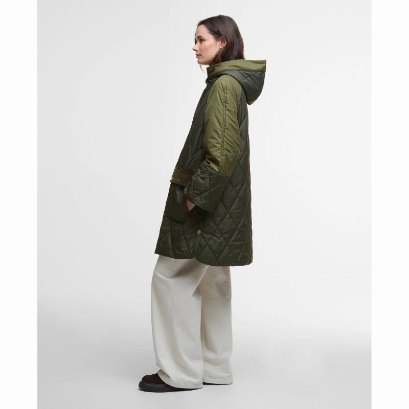Barbour Elspeth Ladies Quilted Jacket - Olive/Dark Moss/Ancient Tartan Today Only Offer