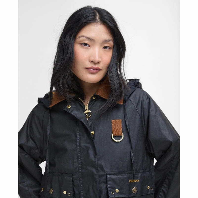 Instant Deal Today Barbour Erma Ladies Wax Jacket - Black/Ancient Tartan