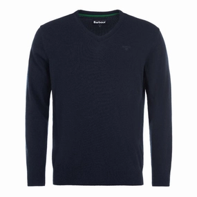 Barbour Essential Lambswool Mens V Neck Jumper - Navy Instant Deal Today