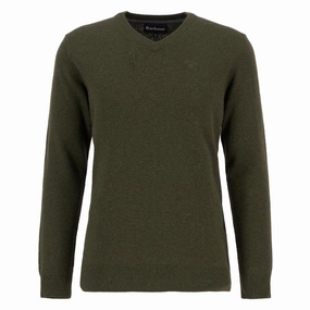 Instant Savings Inside Barbour Essential Lambswool Mens V Neck Jumper - Seaweed